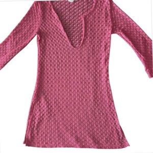 Boho style Pink dress with an intricate openwork pattern Dress size M